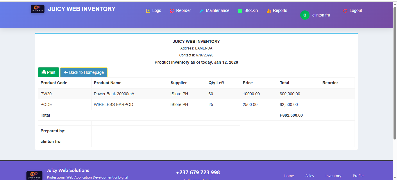 Inventory Management Dashboard