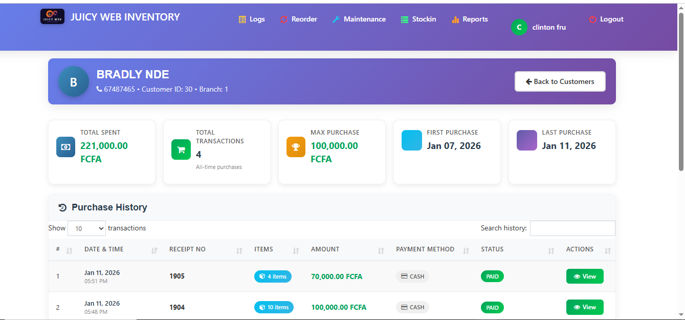 Purchase History Report